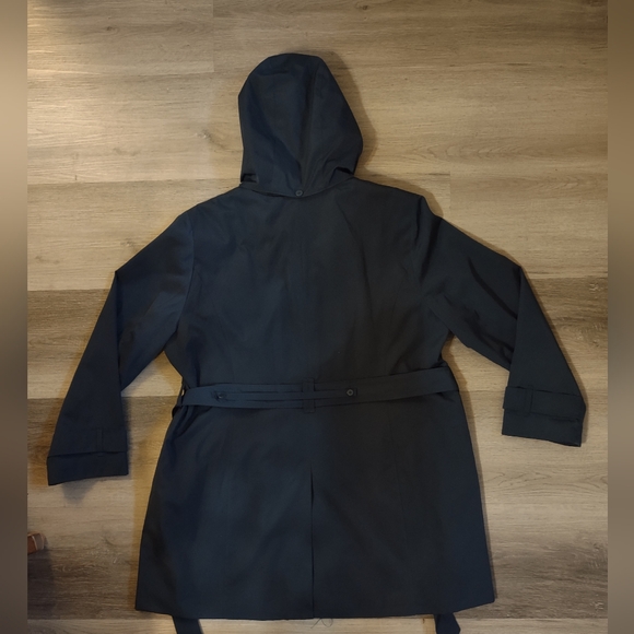 London Fog Blue Hooded Trench Coat - Picture 4 of 8